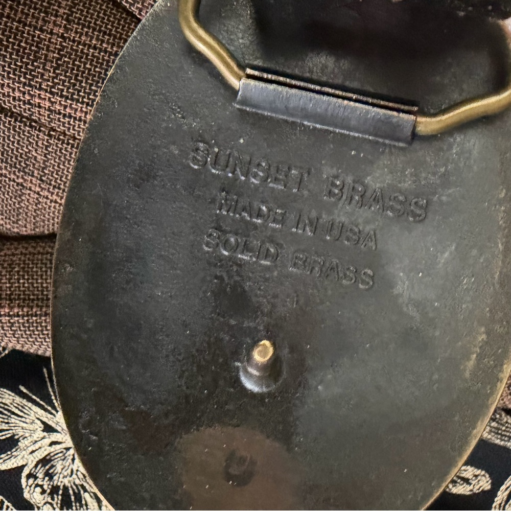 Vintage Leather Belt with Brass Buckle - Picture 7 of 7